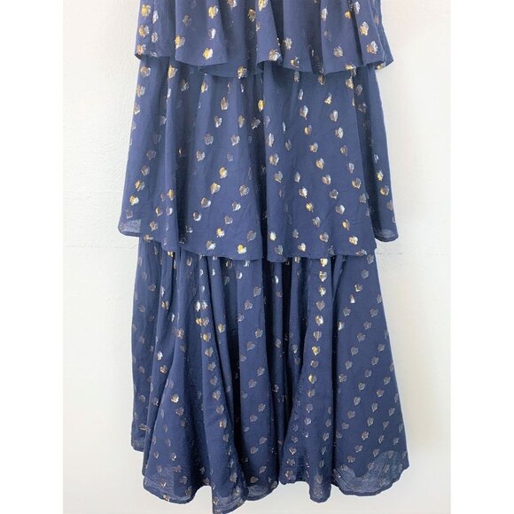 NWT A.L.C. Rhode Leela Dress Tiered Midi Dress with Metallic Hearts Size XS - Picture 4 of 7